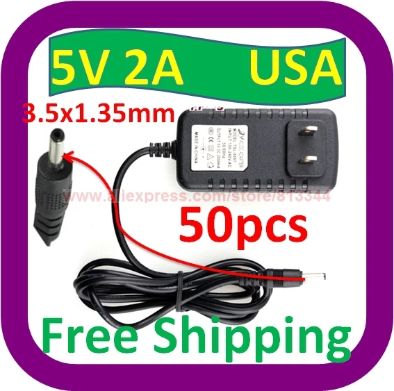 

50 pcs 5V 2A 2000mA AC Adapter 3.5mm x 1.3mm Home Wall Charger Power Supply adapter