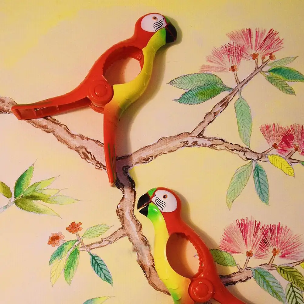 1Pcs Parrot Bird Plastic Beach Slipper Towel Clips Large Sun Bed Lounger Holder Pool Clothes Peg Quilt clip Sock clips Clothes 4