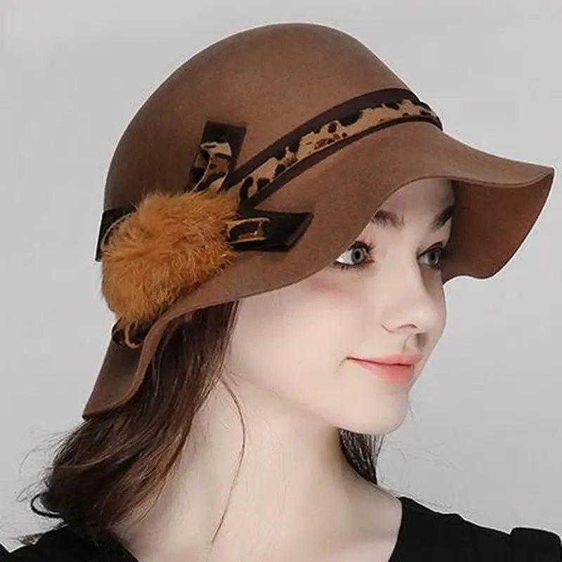 Women Hats Autumn Winter Fashion Hat Elegant Lady Wool Beret Keep Warm England Style Fedoras