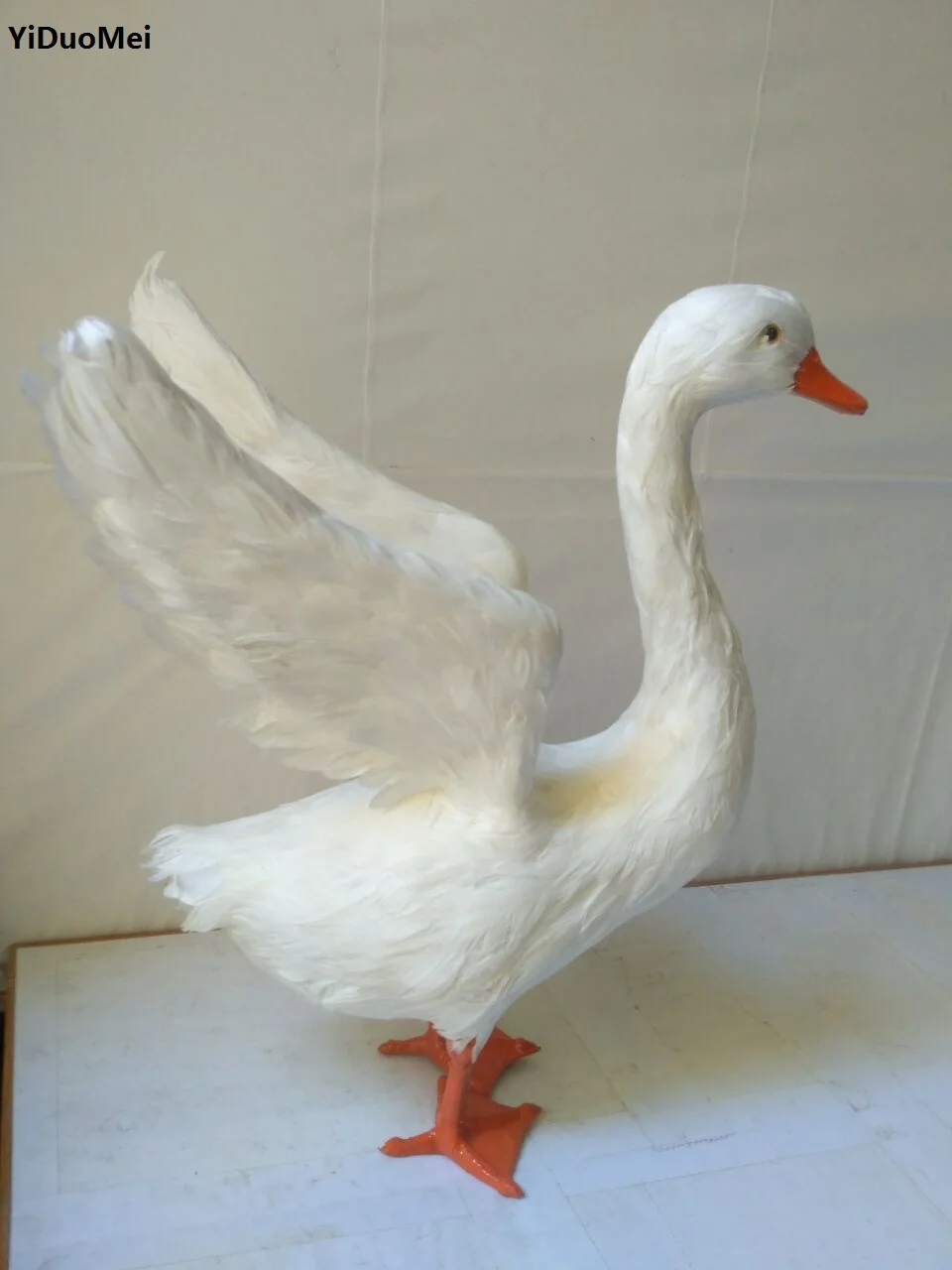 

white swan model,polyethylene&furs large 37x28cm simulation goose with wings ,prop handicraft decoration gift a2988