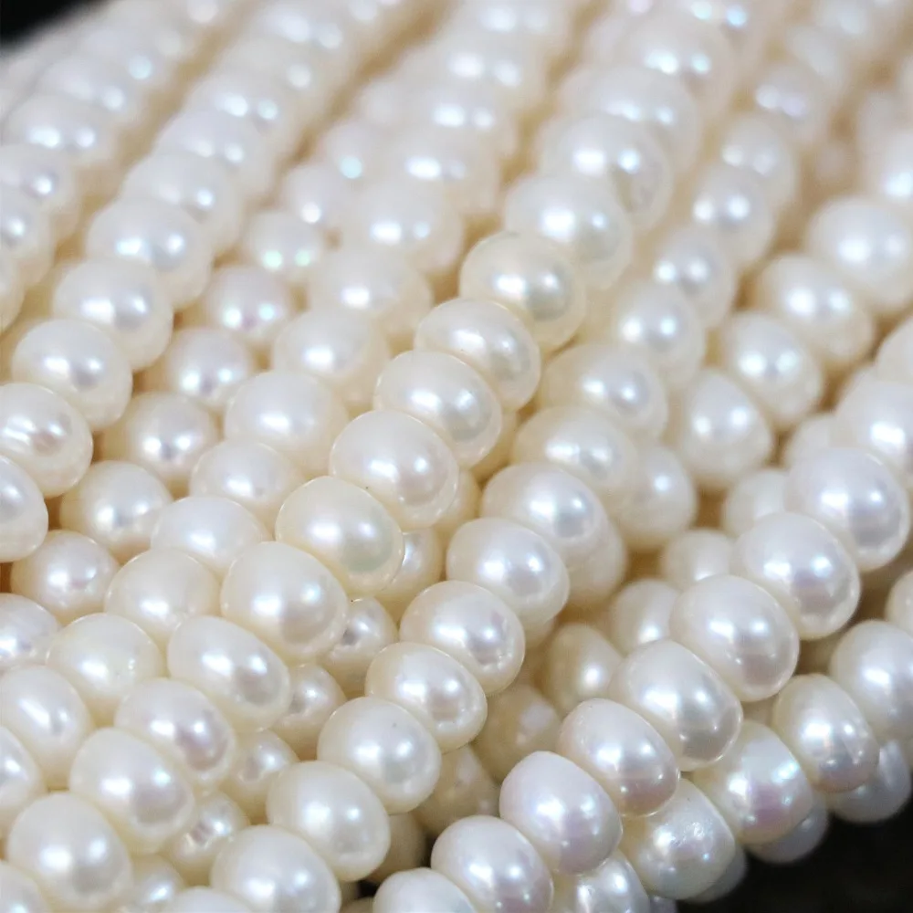 

Charms high grade white natural freshwater pearl loose abacus beads diy loose jewelry making 15inch B1346