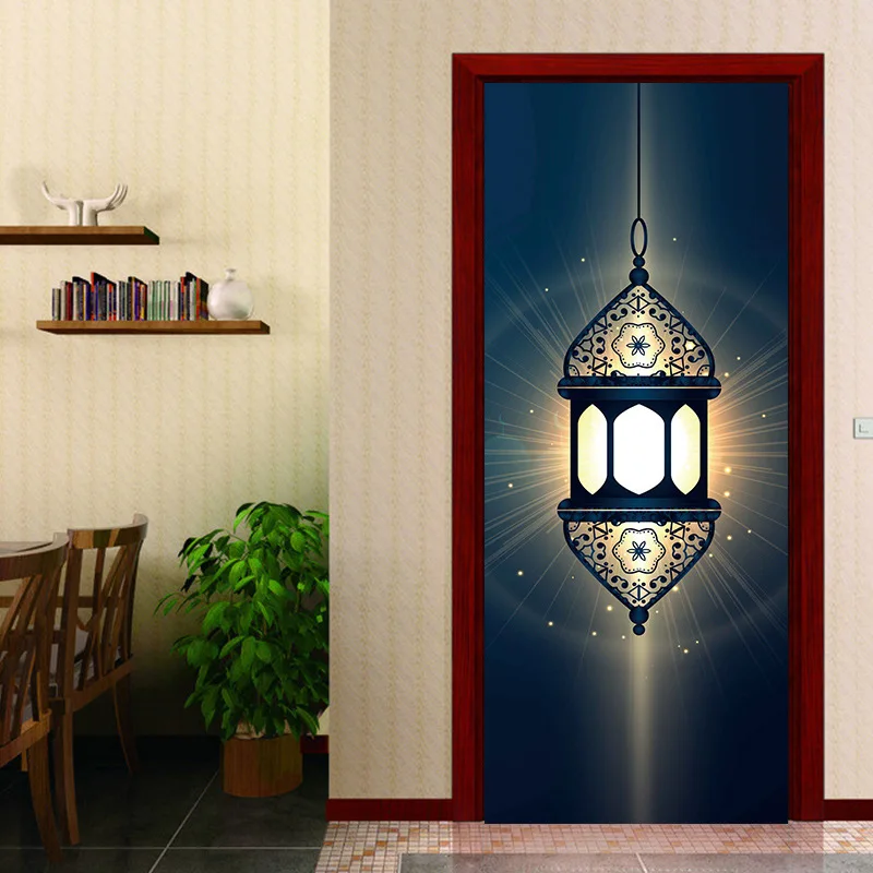 Light In The Dark Religion Lantern Arabic Style Creative Doors Home Stickers Bedroom Parlor Corridor Door Decoration Drop Order