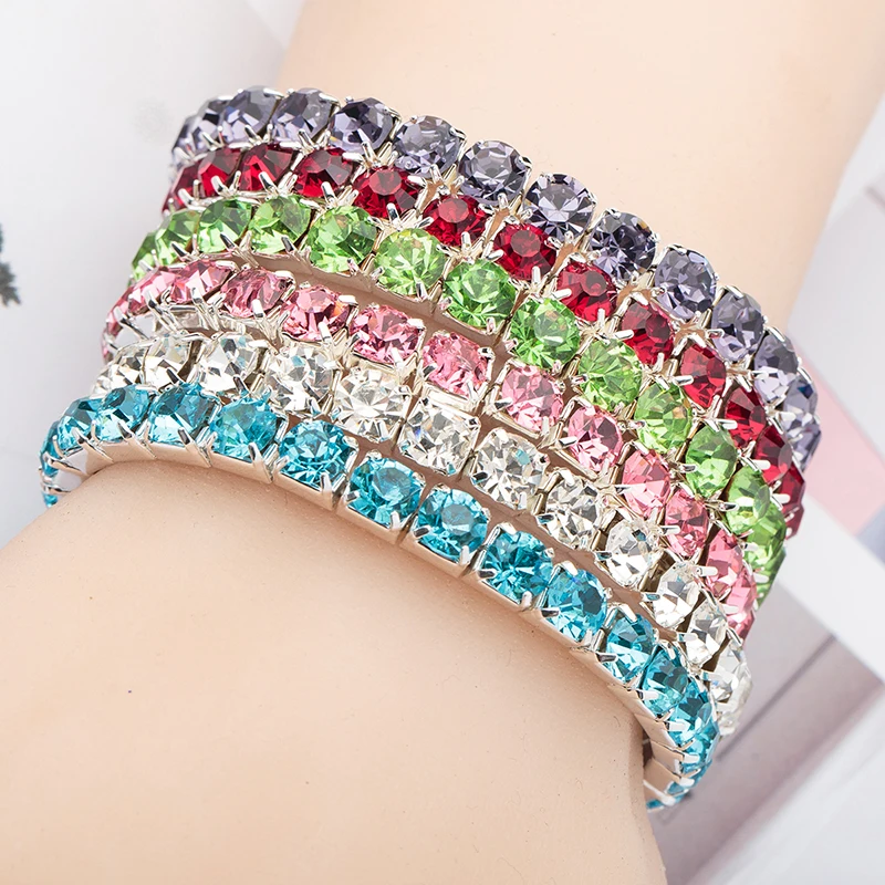 YFJEWE 1 PCS Full Paved Muticolor Rhinestones Bracelet For Women Miami Pulseiras Boho Jewelry Friendship Bangle B037
