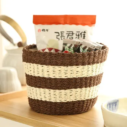 Simple Color Matching Striped Storage Basket Miscellaneous Desktop Cabinet Storage Box Storage Basket