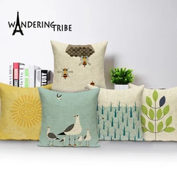 Marine style decoration cushions home decor Custom linen pillow cover cartoon horse pillow case  outdoor cushions Dropshipping