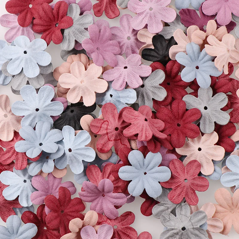 30pc Small Exquisite Leather Flowers Handmade Artificial Flower Head Wedding Decoration DIY Scrapbooking Craft Fake Flower