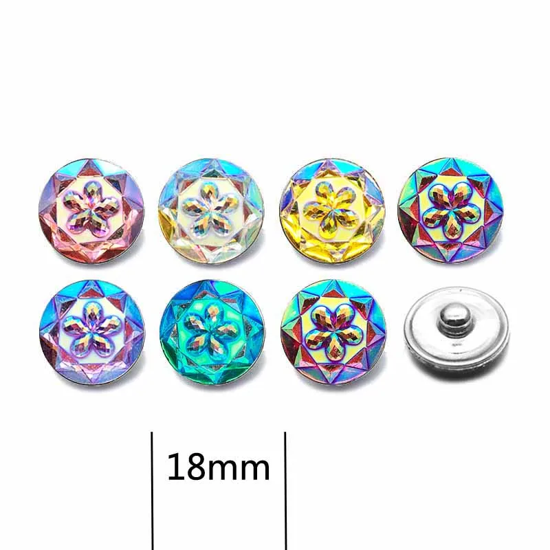 Hot Silicone 18mm Acrylic Resin Uneven Resin Snap Button 029 Fit Charm Interchangeable Bracelets Jewelry For Women Accessories