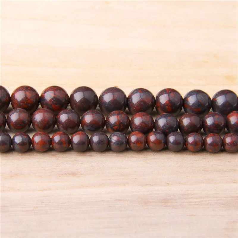 Natural Bloodstone Beads 6-12 mm Genuine Polished Red Bloodstone Round Beads For DIY Jewelry Making Bracelets & Mala Necklace