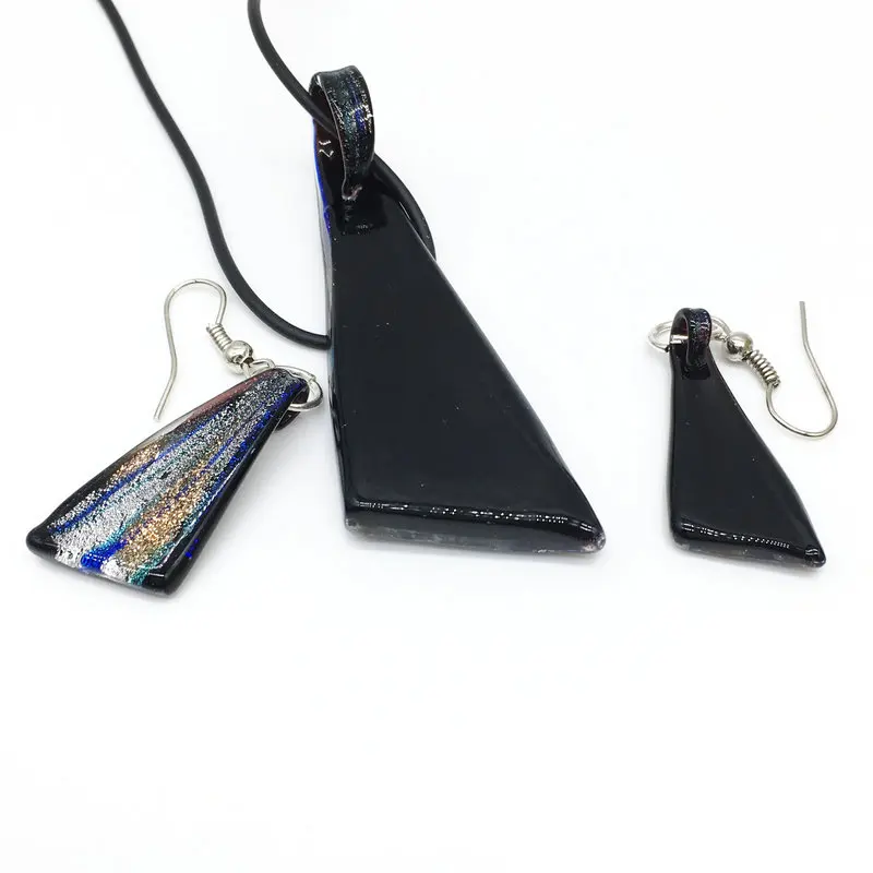 Hot sale Fashion 6 Set Baroque Art Lampwork Murano Glass Pendant Necklace Earrings Jewelry Set Wholesale N-046