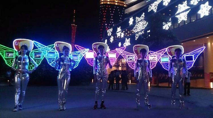 Free Shipping Colorful Luminous Costume Wings Stage Costume Men And Women Performance Led Lighting Wings With Remote Control