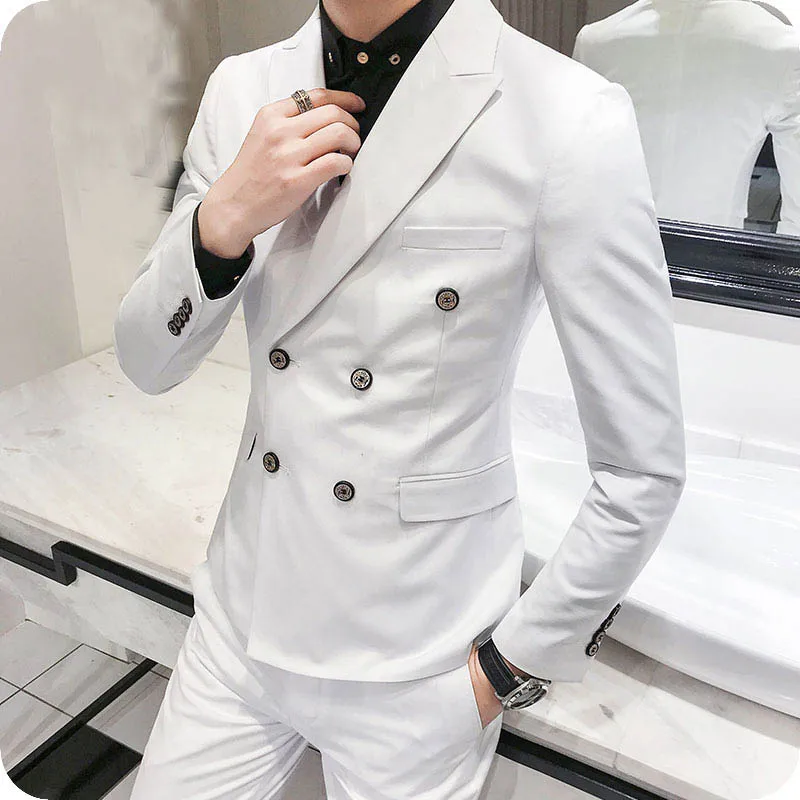 

Custom Made White Men Wedding Suits Groom Tuxedo Slim Fit Costume Maraige Homme Latest Coat Pant Designs Terno Masculino 2Piece