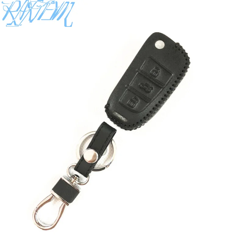 

Car Styling 3BTN Leather Key Cover Case For Audi Sline A3 A4 A6 A6L A8 TT Q7 S6 Keychain Auto Accessories