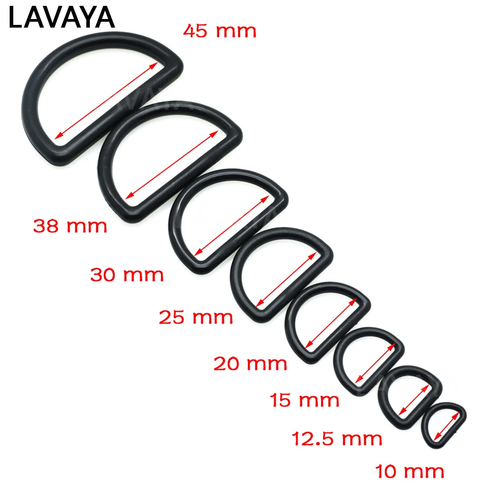 Plastic D-Ring Buckles Belt Buckle Bag Ring D rings for Bag Accessories Webbing Size 10mm-45mm Black