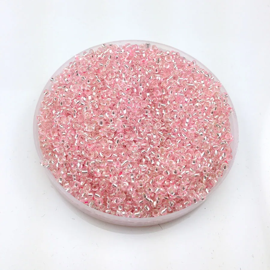 Lot 16g 1000pcs 2mm 12/0 Light Pink Silver Lined Round Loose Spacer Beads Cezch Glass Seed Beads Jewelry Making DIY Garment Bead