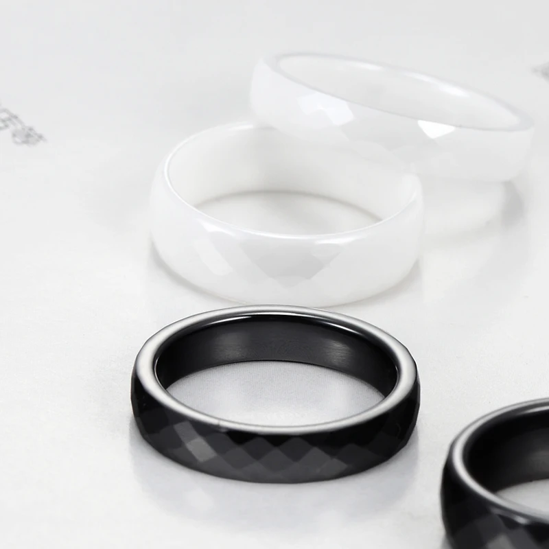 New 4mm Light Pink Black White Beautiful Hand Cut Ceramic Ring For Woman Top Quality Jewelry Without Scratches Woman Ring gallery 5