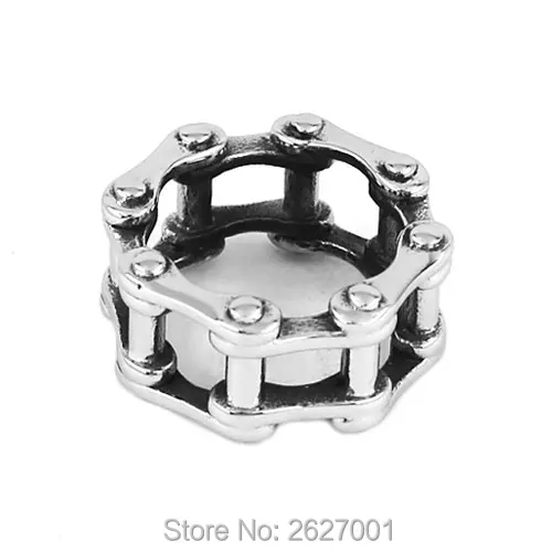 Wholesale Motorcycle Biker Chain Ring Stainless Steel Jewelry Black Silver Color Bicycle Chain Ring Biker Mens Boys Ring SWR0680