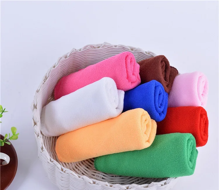 drop ship Cheap 10pcs/set Soft thin  Microfiber Towel 30X70cm Solid Absorbent Towel Dry Hair Towel Wash Towel Cleaning Car terry