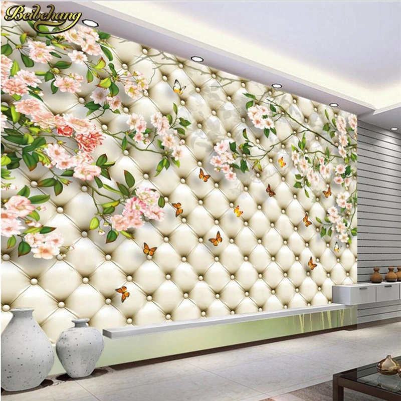 

beibehang Custom photo wall murals wall stickers high imitation soft bag flowers TV background wall papel de parede