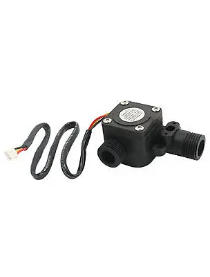 G1/2 Male Thread 1-30L/min Black Plastic Hall Effect Water Flow Sensor Flowmeter