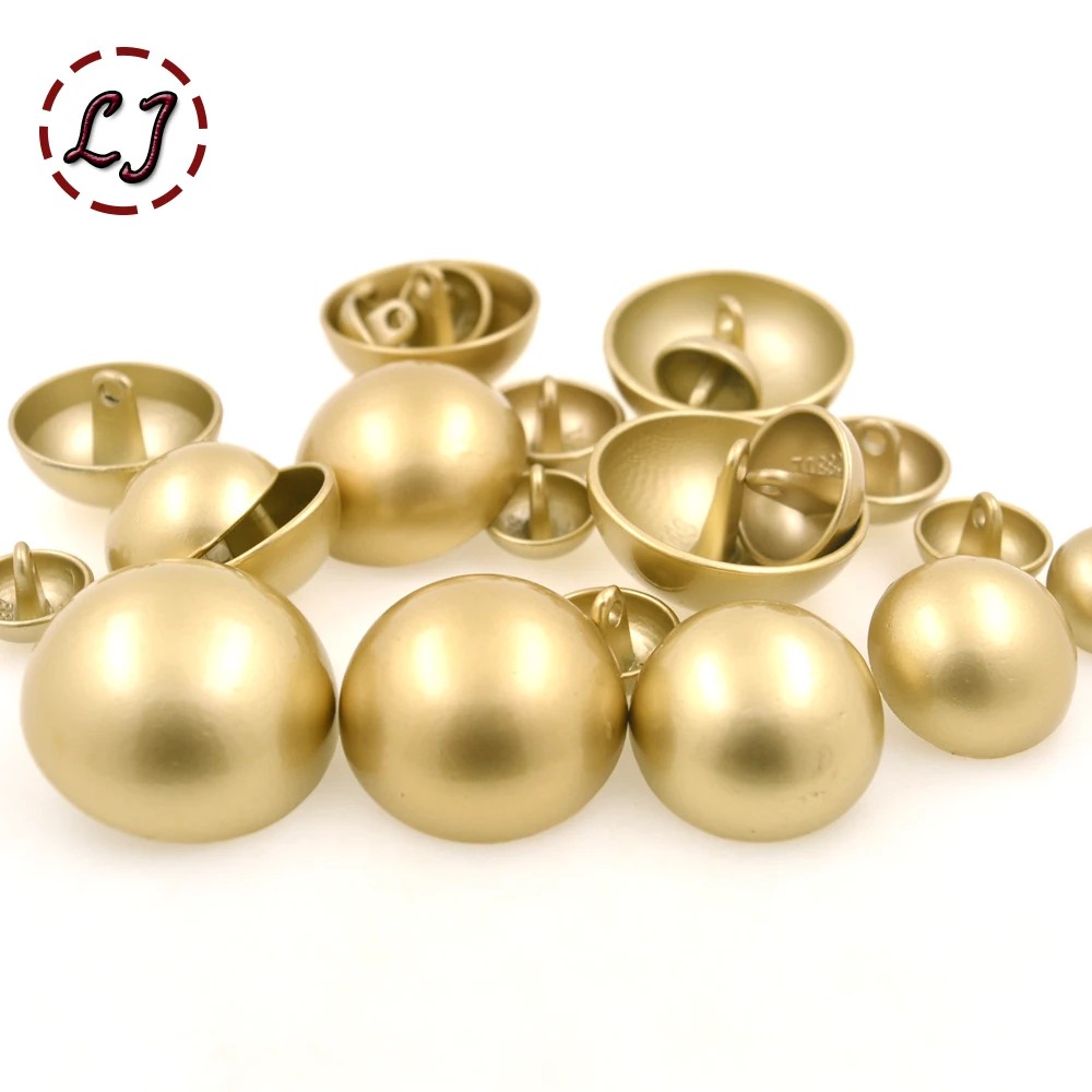 New 10pcs/lot metal sewing button Mushroom 10mm/13mm/15mm/18mm/20mm/25mm for overcoat garment matt gold decorative button