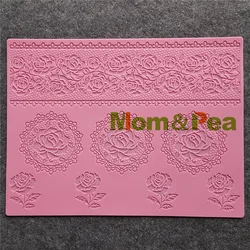 Mom&Pea GX225 Combined Lace Pad Mold Cake Decoration Fondant Cake 3D Mold Food Grade Silicone Mould