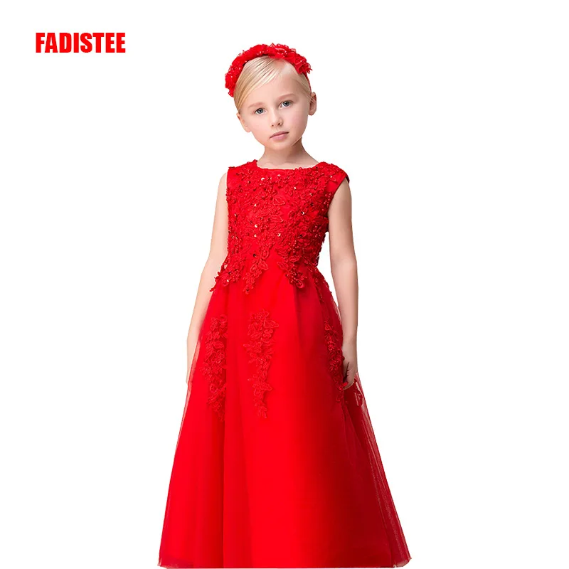 New Arrival  Pretty Flower Girl Dresses appliques beading  Baby Girl Dress with  floor length long style dresses