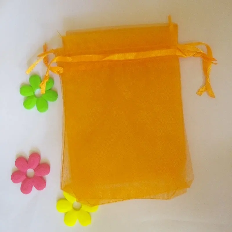 500pcs 25*35cm Orange Organza Gift Bag Jewelry Packaging Display Bags Drawstring Pouches For Bracelet/Necklace Mini Yarn Bags