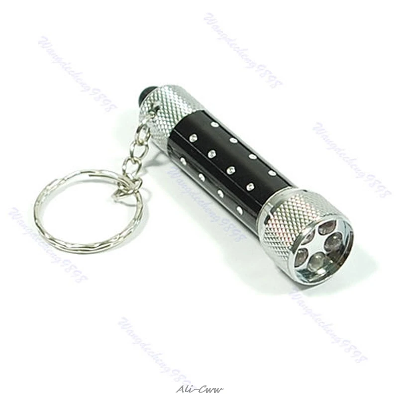 Ultra bright Mini 5 LED Flashlight Torch Key Chain Key Ring Keychain Black