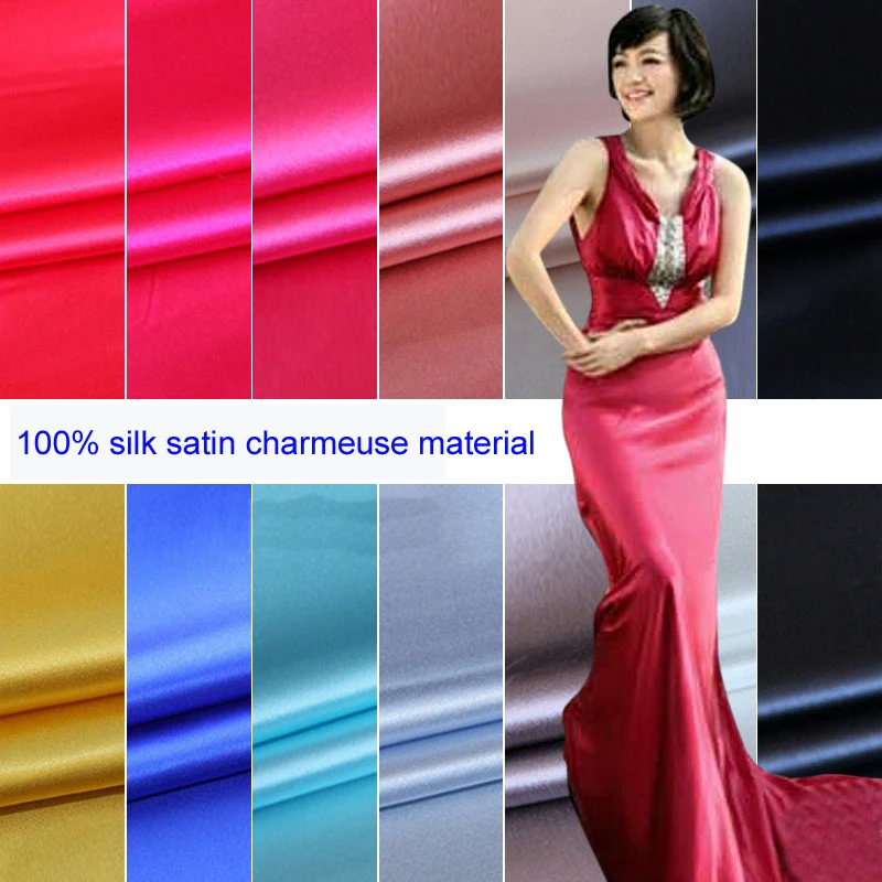 Soft Silk Charmeuse Cloth Evening Dress 100% Mulberry Silk Satin Fabrics Meter