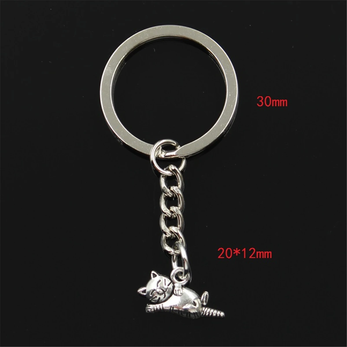 Fashion Keychain 20x12mm Lazy Cat Pendants DIY Men Jewelry Car Key Chain Ring Holder Souvenir For Gift