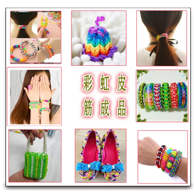 DIY Rubber Bands Bracelet for Kids, Loom Bands, Recarga Rubber Band, Make Woven Bracelet, Presente de Natal, 2019