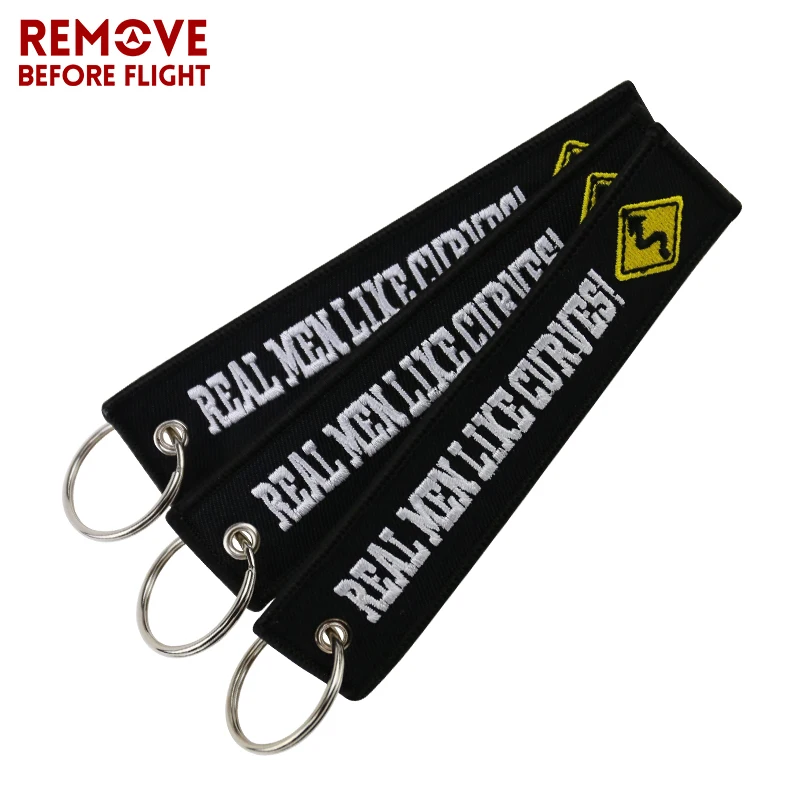 Keychain Embroidery Motorcycle Car Key Holder Real Men Like Curves Keyring Key Fobs OEM Jewelry Key Chain for Chaveiro Para Moto