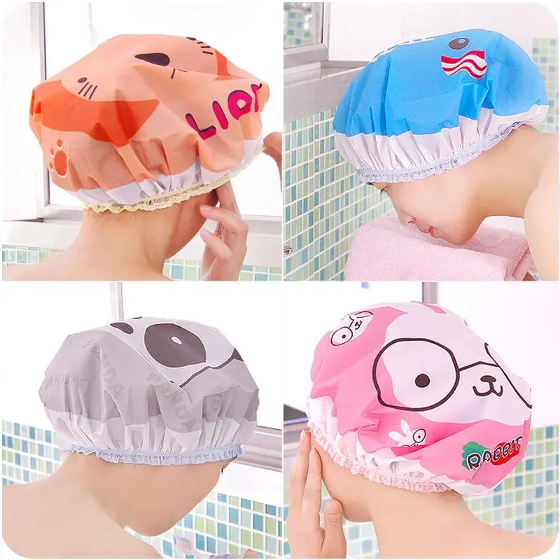 cute cartoon fashion bath shower cap Japanese portable waterproof shower cap shampoo cap thickening cartoon fashion shower cap