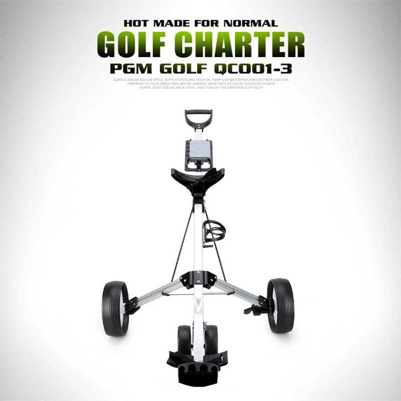 PGM Foldable Golf Trolley Cart Aluminium Alloy with Scorecard Cover Holder Push Pull Golf Cart with Brake Golf Accessories