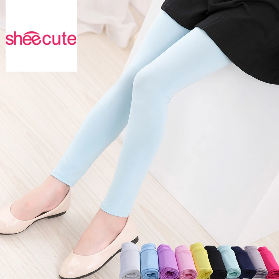 SheeCute-Leggings magras de comprimento total das meninas, cor pastel, 3-12Y, SCH231, primavera, outono