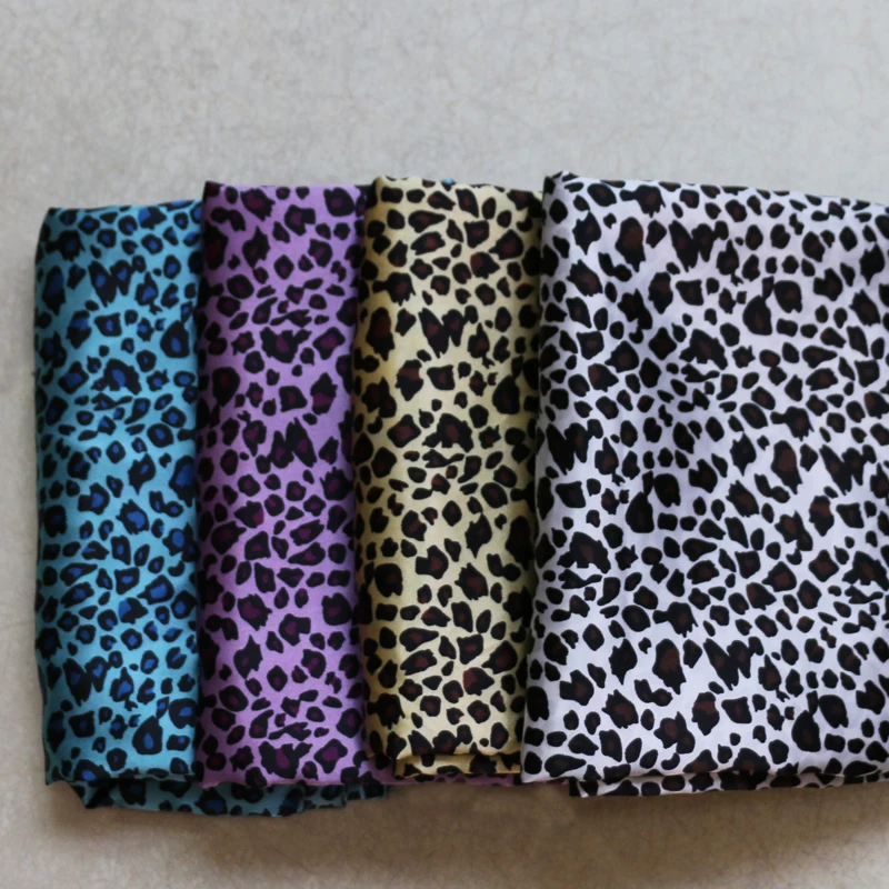 By Meter Africa Leopard Printed Satin Fabric Material For Scarf Lining Diy