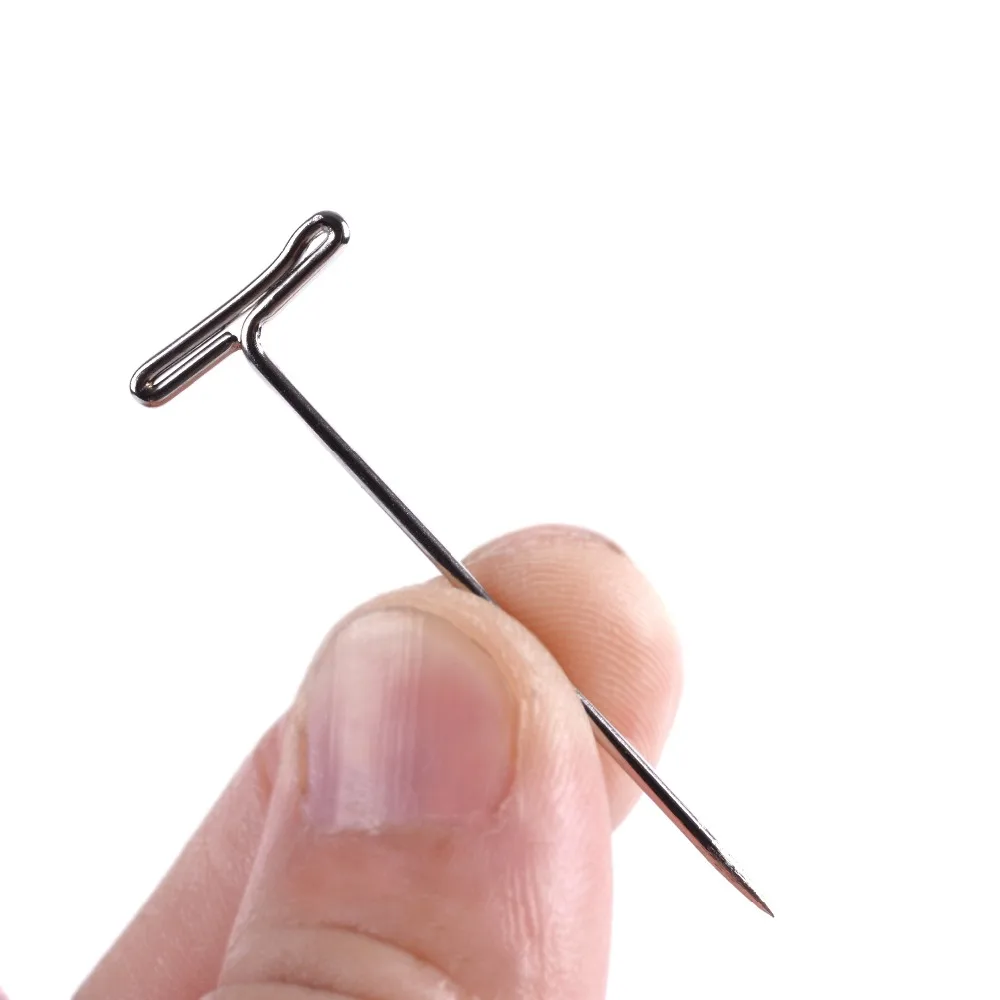 100pcs T-PINS (45mm) For Wig On Foam Head Style T Pin Needle Mannequin Head Type Sewing Hair Salon