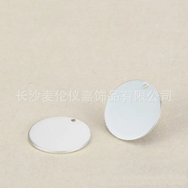 50pcs/lot 10 12 15 20 25mm Stainless Steel material Customized Charm with your own logo For Diy Handmade Jewellery Making