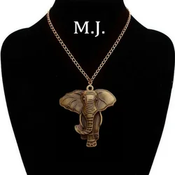 Vintage Gold Metal Elephant Necklace For Women Maxi Animal Pendant Jewelry Party Gift