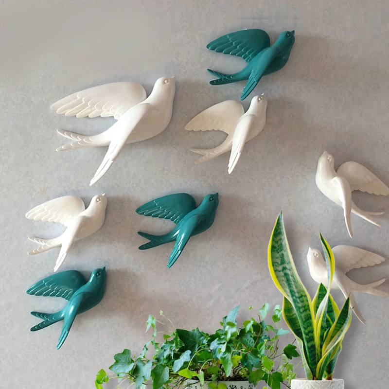 

Resin 3d Swallow Birds Figurine Wall Stickers Home Decor Accessories For Living Room Home Decoration Stickers Wall Decoration