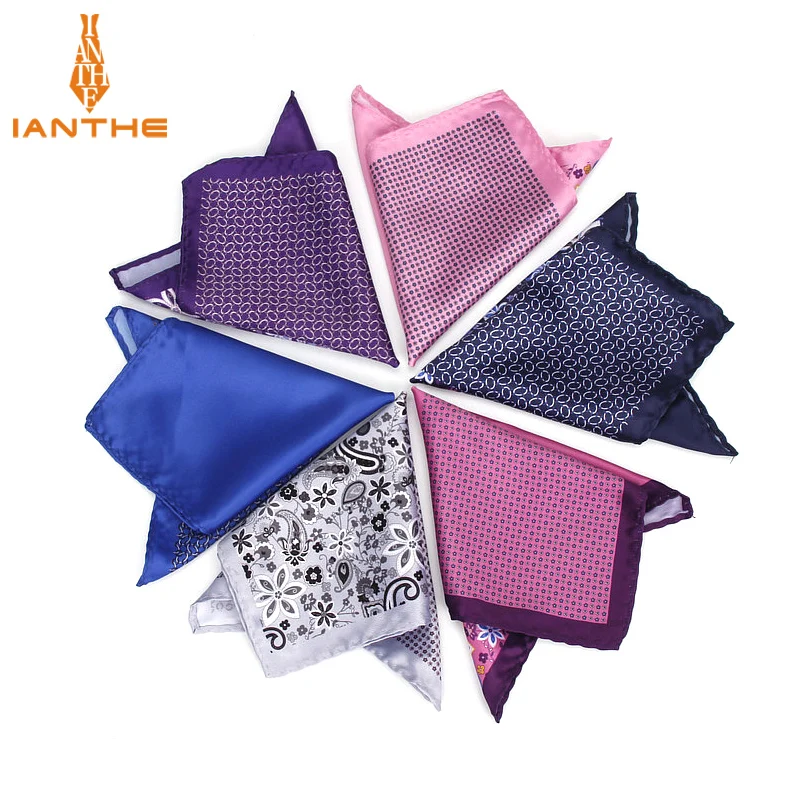 2018 Brand New Men's Handkerchief Vintage Print Dot Pocket Square Soft Silk Hankies Wedding Groom Party Hanky Chest Towel Gift