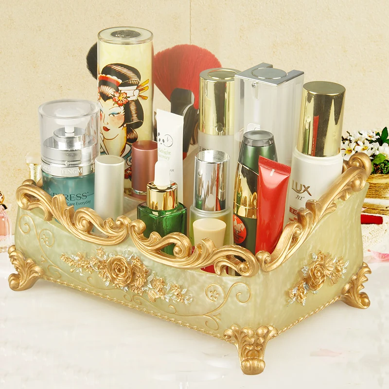 

European Creative New Cosmetic Desktop Jewelry Resin Makeup Device Storage Box