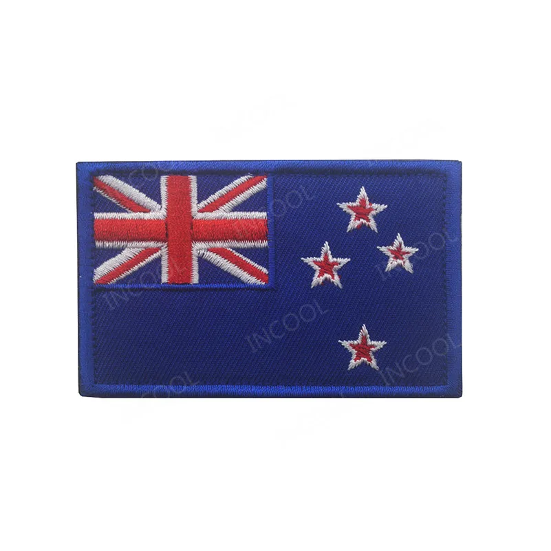 New Zealand Flag Reflective Patch Silver Fern Flag Kiwi Embroidery Patches PVC Rubber Appliqued Armband Decorative Badges