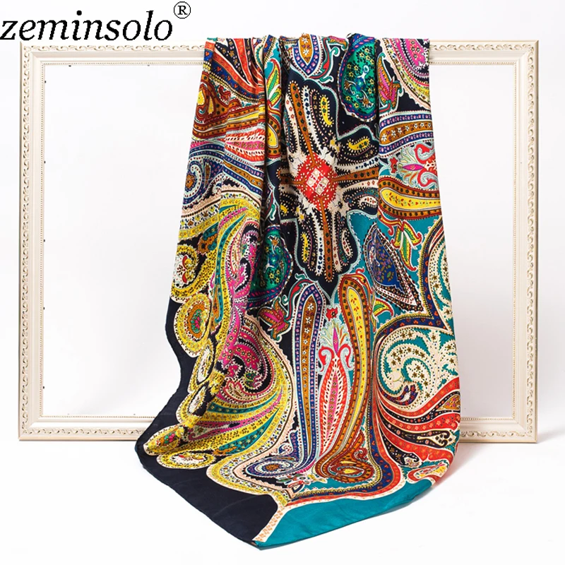 Novo estilo de luxo marca lenço bandana feminino impresso grande quadrado inverno envoltório cachecol xales quentes stoles cachecóis para mulher 120