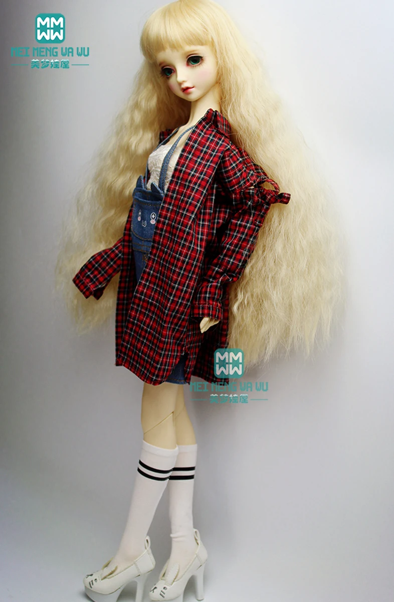 Bjd roupas de boneca vestido de menina para 1/3 bjd dd sd10 boneca fashion casual saia jeans camisa cardigan meias