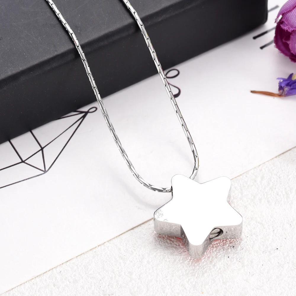 Star Charm Necklace Stainless Steel Urn Pendant Ash Holder Charm for Loved One Keepsake Jewelry  for Family Member