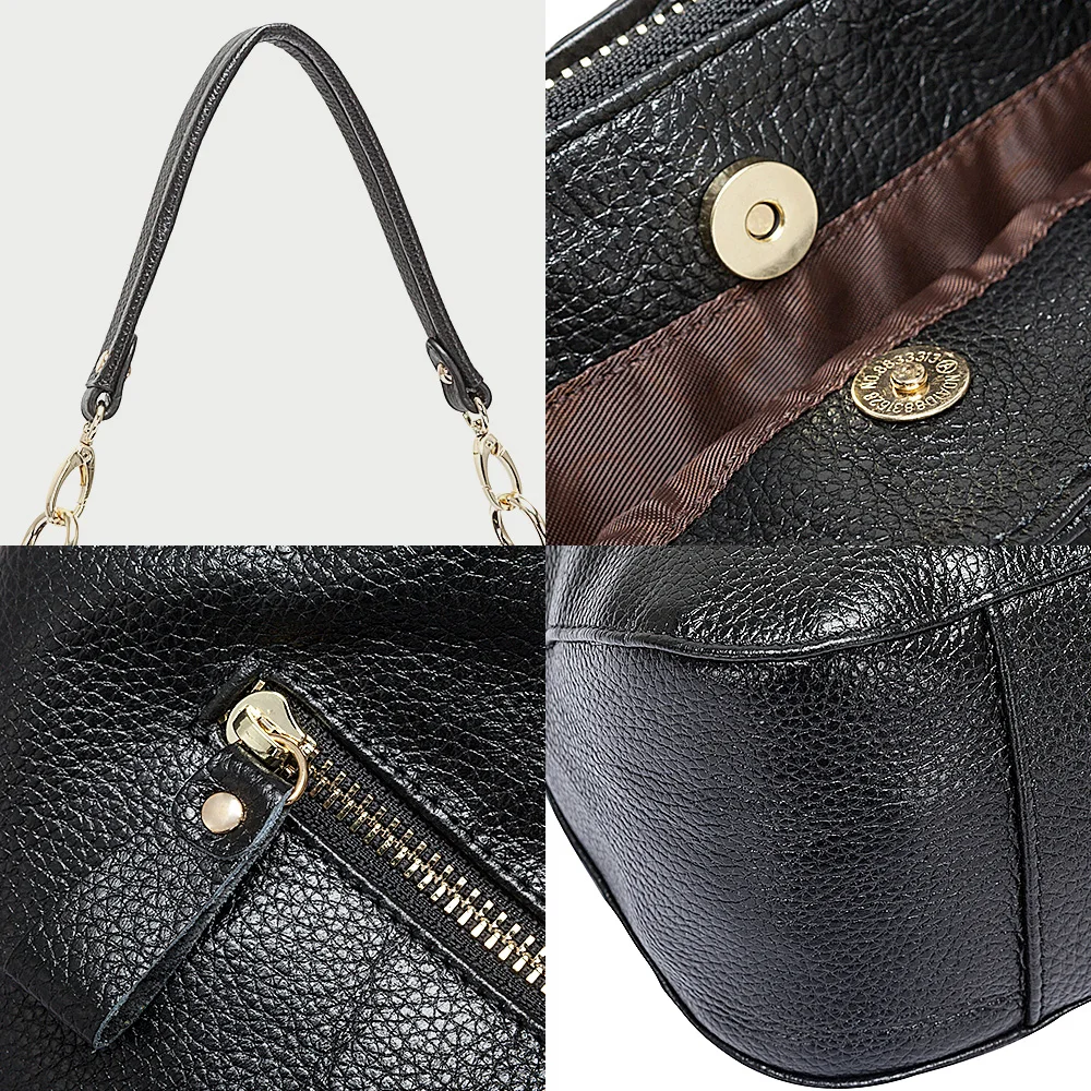 Imagem -06 - Zency-bolsa de Ombro Feminina 100 Couro Genuíno Qualidade a Plus Bolsa Crossbody Mensageiro Preto Bolsa Senhora Hobos na Moda