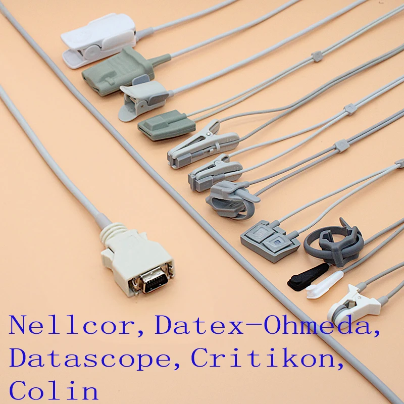 

Compatible Nellcors/Datex-Ohmeda/Datascope/Critikon/Colin,14pin no chip Spo2 sensor cable for adult/pediatric/child/Neonate/vet.