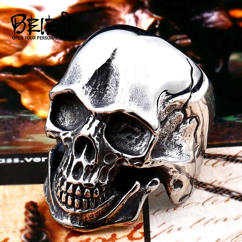 Beier 316L Stainless Steel ring  biker Ring Cool Punk Man\'s Skull Ring Stainless Steel Hapspecial  fashion jewelry LLBR8-347R