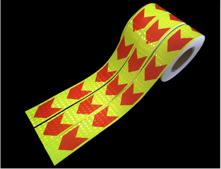 5cm x 3m selbst klebender fluor zieren der gelb roter Pfeil reflektieren der Klebeband-Warn aufkleber – Detail 7